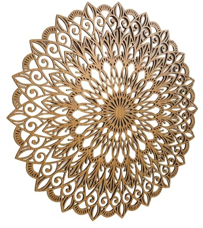 SENTOP HDF0251 Blume des Lebens aus Holz, Mandala-Wandkunst, Geschnitztes Bild an der Wand für den Innenraum, HolzKunst Dekor (Eiche, 90 cm)
