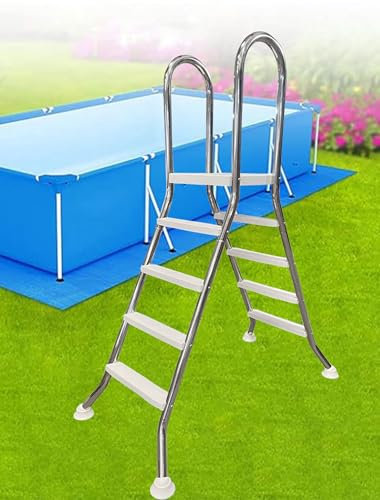 AIBOTY Above Ground Stainless Steel Frame Swimming Pool Ladder for 52 Wall Height Pools, Load Capacity 550 Lb, 4 Step Heavy Duty Deluxe Pool Ladder with Removable Steps