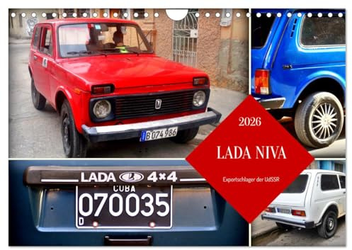 LADA NIVA - Exportschlager der UdSSR (Wandkalender 2026 DIN A4 quer), CALVENDO Monatskalender: Der sowjetische Geländewagen LADA NIVA in Kuba (CALVENDO Mobilitaet)