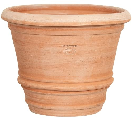 Biscottini Vaso in Terracotta artigianale 40x40x30 cm - Vaso da Esterno e Interno rotondo - Vasi Grandi Made in Italy - Vasi per fiori Esterno - Fioriera per piante Terracotta - Fioriera balcone