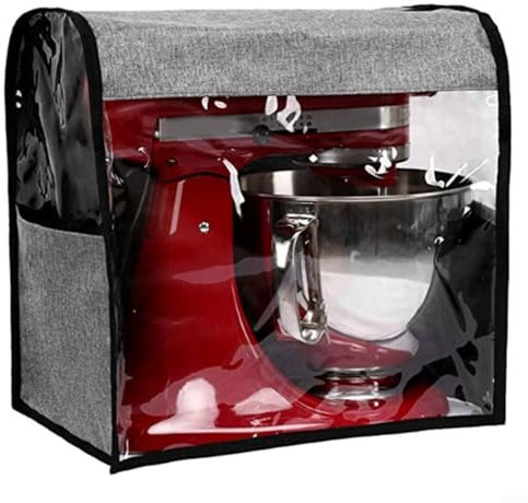 Fauhapyway For KitchenAid Stand Mixer Dust Cover Oxford Cloth Protective Storage Bag With Front Side Pockets Waterproof Anti-Dust Linen Grey