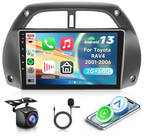 2G&64G VECHTEL 9 Autoradio Für Toyota RAV4 2001-2006 mit Carplay Android Auto Wireless,Android 15,Touchscreen Bluetooth HiFi/RDS/FM Radio,WiFi Navi/AHD Rückfahrkamera