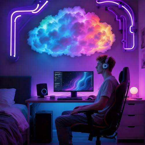 Cloud Led DIY Lights For Bedroom, DIY Thundercloud LED Light, 3D Thunder Clouds Light, Multicolor Thundercloud Music Syncs Lamp LEDLight With Music Rhythm, Atmosphere Night Lights For Bedroom, Gaming