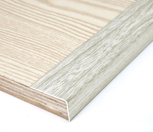 Generisch Aluminium-Treppenkanten-Übergangsleiste, 90 cm, rutschfeste Treppenkante, bündige Naht für Laminat-Holzböden, Trittstufen für drinnen und draußen, Holzmaserung, L-Form (Beige, B 20 mm)