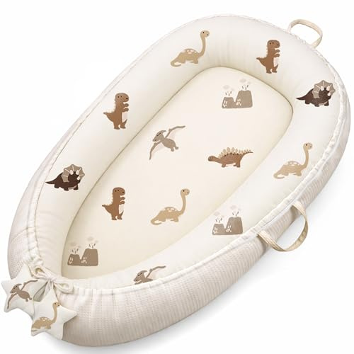 Susurration Babynestchen Kuschelnest Neugeborene Multifunktionale für Kinderbett Vielseitiges Tragbar Zweiseitig Babynestchen Bett 90x55cm (Dinosaurier)