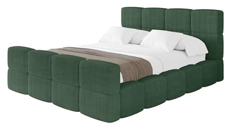ALTDECOR Polsterbett mit Bettkasten und Lattenrost, Bett mit Kopfteil, Boxbett ohne Matratze, Doppelbett mit Stauraum - NATA-Z 180x200 Grün