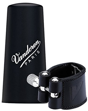 Vandoren LC24P - Abrazadera de cuero con boquillero de plástico para clarinete bajo