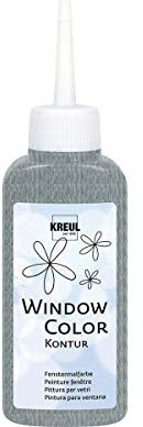 KREUL 42773 - Window Color Konturenfarbe, silber 80 ml, zur besseren Abgrenzung von Motiven, für glatte Oberflächen wie Glas, Spiegel und Fliesen