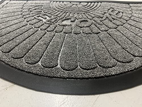 OrientalRugCompany Heavy Half Moon Welcome Tough Hard Wearing Rubber Edged Door Mats 45cm x 75cm In Grey