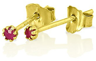 9K (375) Gold & Rubin Edelstein 2mm Rund Ohrstecker