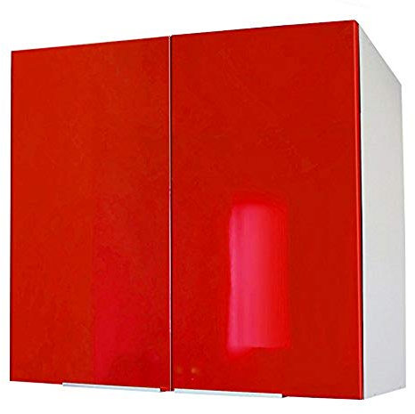 Berlioz créations - Mueble Alto de Cocina con 2 Puertas, Otros, Rojo Brillante, 80 x 33