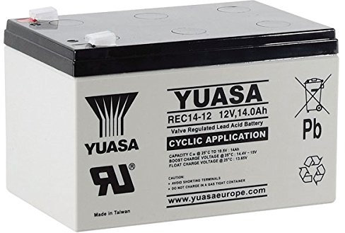 Batteria congiunturali YUASA REC14-12 12V 14Ah misure (mm). Lunghezza: 151 x Larghezza: 98 x Altezza: 98 (sostituisce il modello YPC14-12)