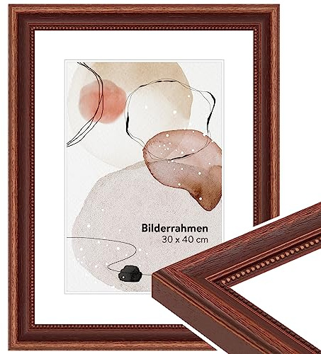 WANDStyle Bilderrahmen 13x18 Braun, Landhausstil Bilderrahmen Holz, hochwertiger Holzbilderrahmen, Posterrahmen zum Aufhängen und Aufstellen, Rahmen 18x13 cm, Fotorahmen H390 - Made in Germany