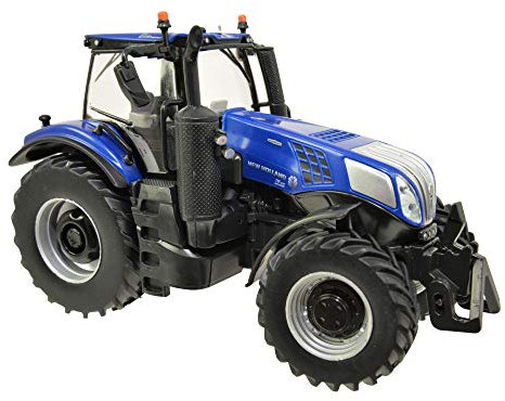 TOMY Britains Spielzeug Traktor New Holland T8.435, Kinder Traktor mit höhenverstellbarer Heckhydraulik und klappbaren Spiegeln, Traktor mit Frontgewicht, Trecker zum Spielen und Sammeln, ab 3 Jahre, 43216, Multi