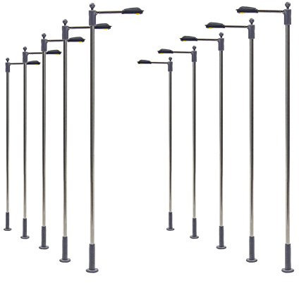 Evemodel LQS10 10 STK. Peitschen Lampen LED 104mm Spur H0 Straßenlampen Flexible Höhe