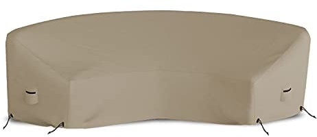 Curved Sofa Cover 12 Oz Waterproof - 100% UV & Weather Resistant Customize Outdoor Sofa Cover with Air Pockets and Drawstring with Snug Fit (120 L x 36 W x 38 H x 82 FL, Beige)