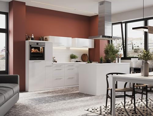 respekta Amanda Cocina Americana, Frentes de MDF Brillante, Blanco, 310 cm