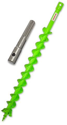 WERHE® Profi Bohrer VollStahl, Erdbohrer für bohrmaschine 60 mm Doppel-Welle extrem robust mit SDS Max Adapter - Pfahlbohrer Brunnenbohrer präzise Bohrspitze.