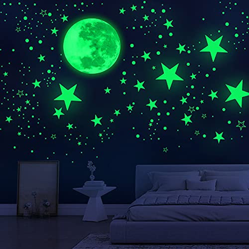 Leuchtende Sterne für Decke, 1078 Stück, Sterndekorationen für Schlafzimmer, Kinderzimmer, Jungen, Mädchen, Raumdekoration, coole Dinge für Ihr Zimmer, Wandaufkleber für Schlafzimmer, Spielzimmer,