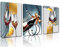 Tucocoo Wall Pictures for Kitchen Abstract Red Wine Bottle Paintings 3 Pcs/Multi Panel Canvas Golden Art Wine Glass Wall Art Modern Artwork Home Decor Giclee Framed Ready to Hang(42x20 inches)
