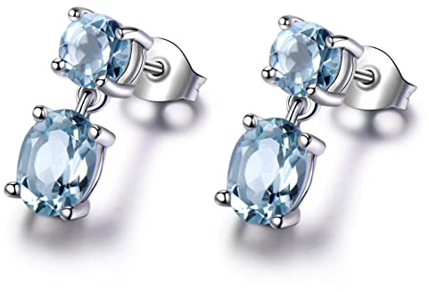 LOKILOKI 925 Sterling Silber Ohrringe Doppel Erstellt Nano Sky Blue Topas Edelstein Ohrringe Verlobungsgeschenk Für Frauen Edlen Schmuck