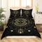 Böhmen Sonne und Mond drucken Bettwäsche Set Gold Schwarz Böhmische Exotik Stil Bettbezug Set Frauen Männer Dekorative Boho Sterne Mond Sonne Bettwäsche 135x200 cm mit 1 Kissenbezug