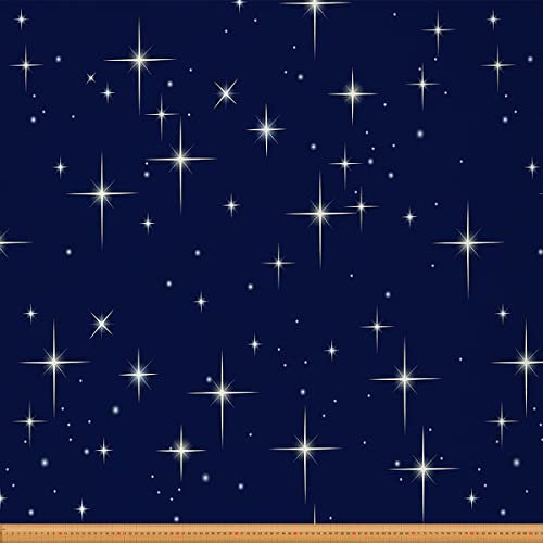Galaxis Stoff Meterware Sternenhimmel Polsterstoff für Stühle Weltraum Universum Dekostoff Funkelnde Sterne Drinnen Draußen Stoff Polster und Wohnakzente Blau Weiß 92 x 150 (HxB)