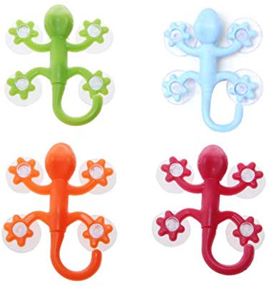 4 Pack Gecko Hooks, Suction Cups Sucker Hooks for Bathroom Wall Glass Window Hanging Wreath Door - Key Coat Towel Holder Hanger Removable Practical Hanging Supplies