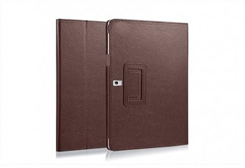 INSOLKIDON Compatible con Samsung Galaxy Note 10.1 2014 Edition Tablet Funda Protectora de Cuero Bumper Protección Carcasa con Soporte Función, Auto-Sueño/Activación Funda Plegable (Marrón)