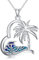 SLIACETE 925 Sterling Silver Palm Tree Necklace Ocean Wave Heart Pendant Women Summer Beach Jewelry Gift