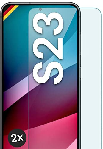 moex ShockProtect Lot de 2 films de protection d'écran en verre trempé pour Samsung Galaxy S23 Dureté 9H Ultra transparent Compatible avec toutes les coques