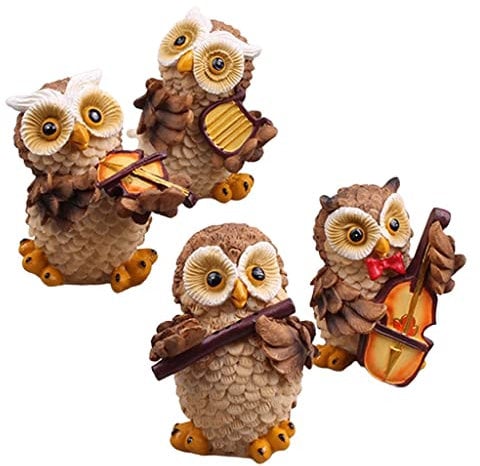 Dickly Colaxi 4X Outdoor Gartenfigur Eule Musizierende Ornamente Statuen Tier