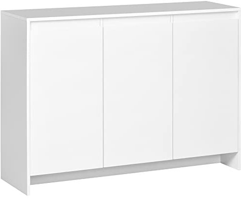 HOMCOM Sideboard Küchenschrank mit 3 Schränken, Aufbewahrungsschrank mit Kabelöffnung, Fernsehschrank für Fernseher bis zu 50, Weiß, 120 x 35 x 85 cm
