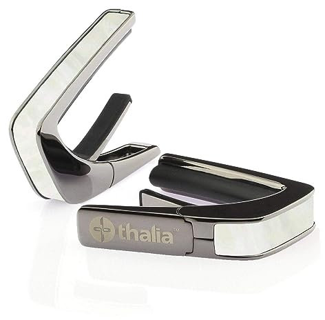 Thalia Exotic Shell Series Kapodaster mit schwarzem Chrom-Finish und weißer Perlmutt Einlage