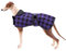 Geyecete Wasserdichter Hundemantel,Windhund Mantel,Whippet Hundejacke Winter,mit Warmem Fleecefutter innen,Verstellbaren Outdoor Hundebekleidung für Windhunde/Lurcher/Whippet-Kariert Lila-L