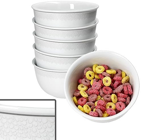 Ritzenhoff & Breker 6er Set Venezia Müslischalen I 500 ml I 6 Personen I Ø 14cm I elegante Porzellan-Bowl mit Relief in Kieselstein-Optik I weiße Schüssel für Suppe, Salate, Chips & Co