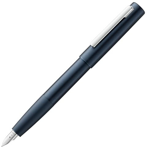 Lamy aion Füllhalter 077 - Füller aus eloxiertem Aluminium in der Farbe dunkelblau mit gestrahltem Griffstück und Stahlfeder -Federstärke F