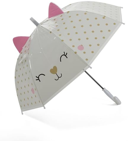 GALLOTTI Parapluie automatique pour bébé avec oreilles, parapluie pour enfant de 66 cm de long, parapluie de pluie pour filles Bianco