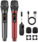 Aveek Funk Mikrofon, Wiederaufladbares Drahtloses Mikrofon mit Empfänger 2,4GHz Wireless Microphone Dual Dynamisches Funkmikrofon für Karaoke-Gesang, Sprache, Hochzeit, Kirche, Grau & Rot, 2 Stück