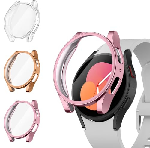 3 Pack Screen Protector Case for Samsung Galaxy Watch 5 & Samsung Galaxy Watch 4 Screen Protector, TPU Cover Scratch-Proof Protective Case for Galaxy Watch 5/4 40mm(40mm,Clear/Rose Gold/Rose)