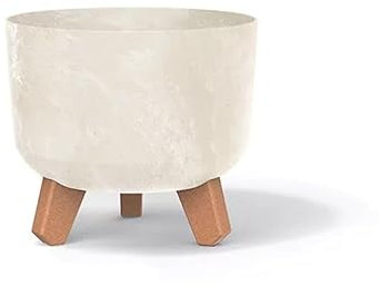 URBNLIVING Round Concrete Look Planter Flower Pot Indoor Outdoor Garden Decor With Legs