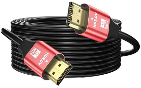 grofyllaa 4K Cable Hdmi 12 m, Hdmi de alta velocidad 2.0 Cable 4K@60Hz 2K@120Hz, conector chapado en oro HDCP 2.2 &2.3 para HDTV/Blu Ray reproducción/proyectores/portátiles /PS4/PS5 (rojo)