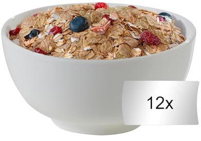 Home4You Müslischalen 12er Set - Ø 14 cm - Knochenporzellan - Weiß - Spülmaschinenfest - Dessertschalen Salatschüsseln