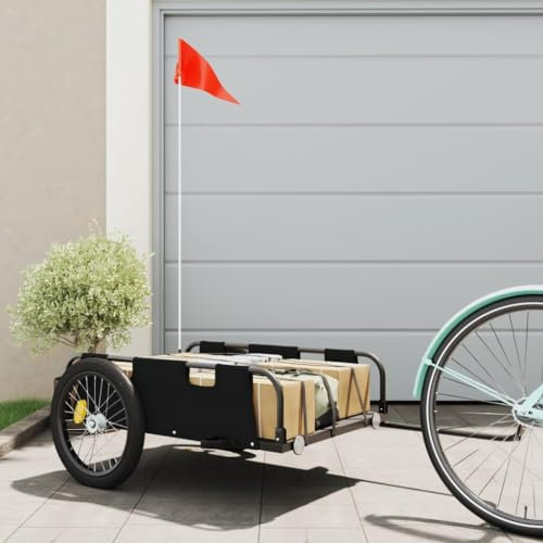 AUVYI Fahrradanhänger Fahrrad-Lastenanhänger Modern Möbelbau Vielseitige Anhänger für den Transport Schwerer Güter Praktisches Design Robuste und Langlebige Schwarz 135x68x38,5 cm