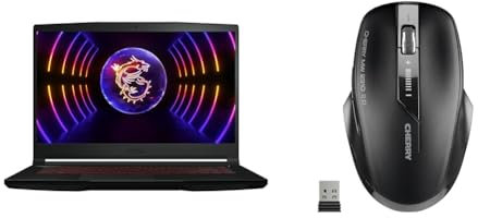 MSI Thin GF63 Gaming Notebook | 39,6 cm (15,6 Zoll) Full-HD 144 Hz & Cherry MW 2310 2.0, kabellose Maus, geeignet für Rechts- und Linkshänder