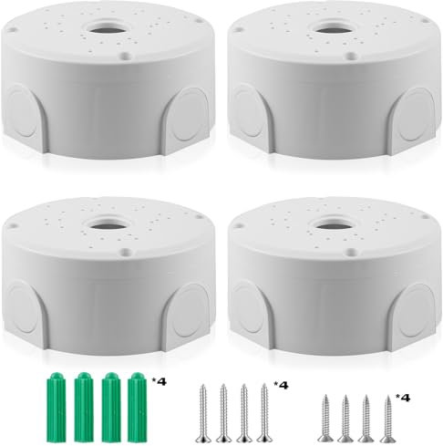 4 Stück Kamera-Anschlussdose: Wasserdichte Anschlussdose für Überwachungskamera Weiß Große Speicherkapazität Überwachungskamera-Montagebox Universal Abzweigdose für Bullet Überwachungskamera
