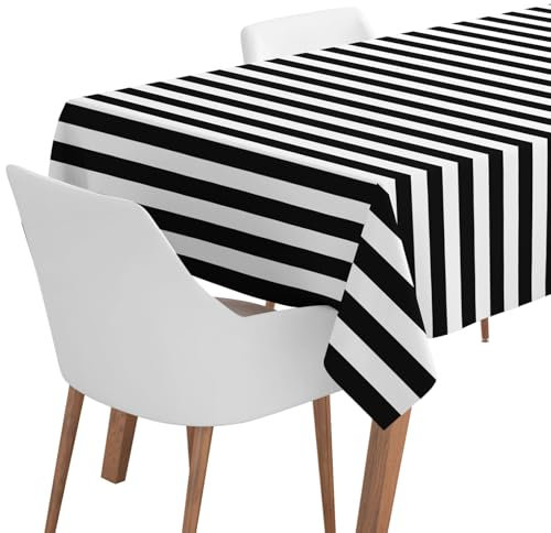 OH YEAH - Rollo Mantel Halloween Rayas - 1,20 x 5 Metros - Color Blanco y Negro - Rollo Papel Fiesta Temática - Decoración Vajilla Celebración - Accesoria Mesa Evento Terror - Rollo Mantel