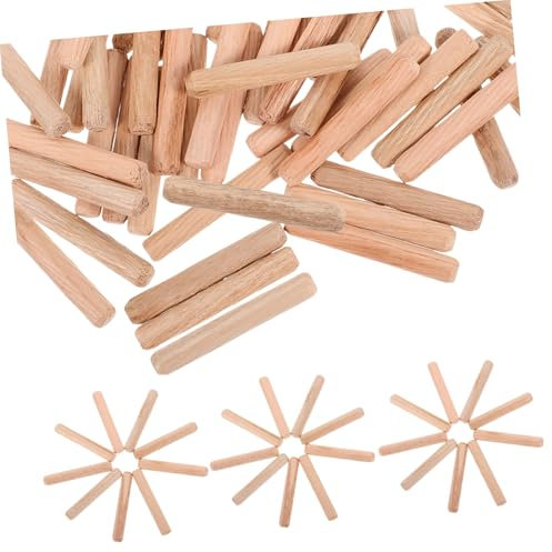 ULTECHNOVO Jeu De Chevilles En Bois 8 X 50 Mm Chevilles En Bois Artisanales Pour La Fabrication De Meubles Chevilles Cannelées Pour Projets De Menuiserie