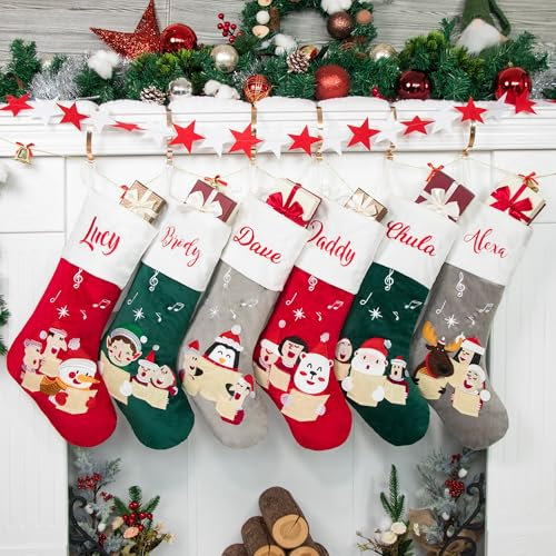 Beyond Your Thoughts 2024 Neu Weihnachtsstrumpf Nikolausstrumpf Personalisiert mit Namen, gestickte Großer Christmas Stockings für Feiertags, Familienparty, Dekoration 1er Set