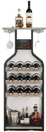 GLigeT Weinständer Weinregal, freistehender Boden-Weinflaschenhalter, Steht for den Boden, grau, Barständer, Weinaufbewahrung, Organizer, Präsentationsregal, Tisch Flaschenregal